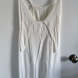 White Sleeveless Maxi Dress with Smocked Back